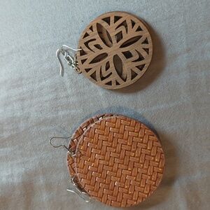 Set of 2 Paparazzi earrings brown/woven/wooden detail